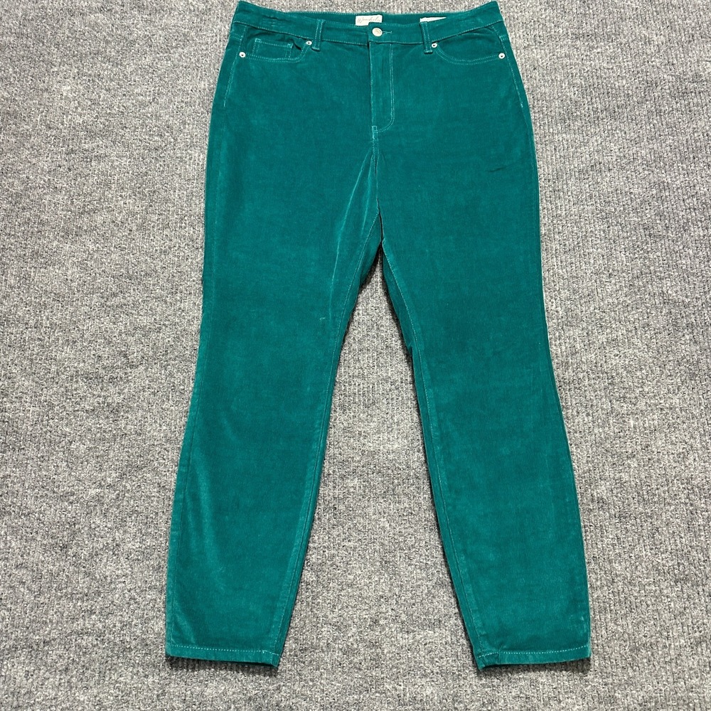Wonderly High-Rise Skinny Pants Womens Size 14 Green Corduroy Casual‎ Stretch